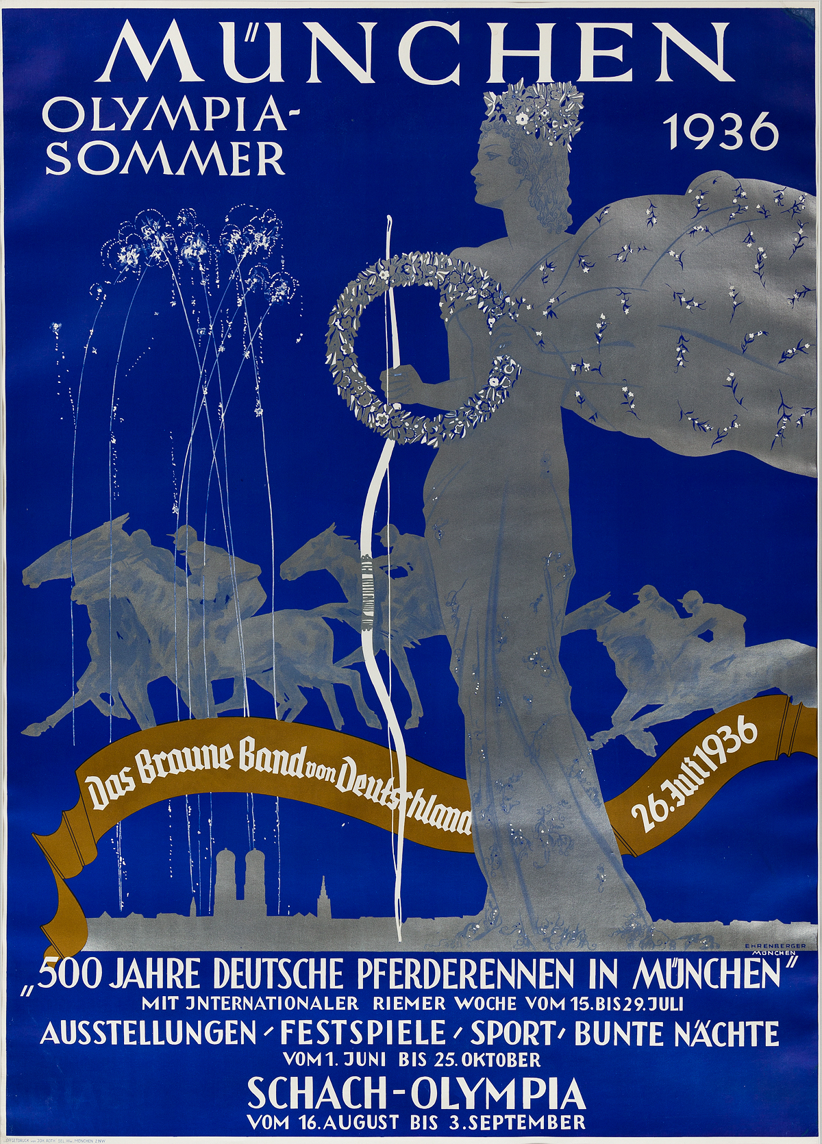 LUDWIG LUTZ EHRENBERGER (1878-1950). MÜNCHEN / OLYMPIA - SOMMER. 1936. 47x34 inches, 120x86 cm. Jon Roth, Munich.